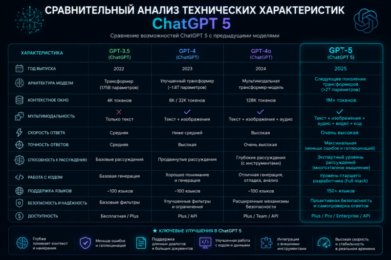 Сравнительный анализ технических характеристик чат gpt 5