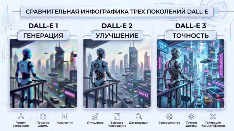 Сравнение трех версий DALL-E