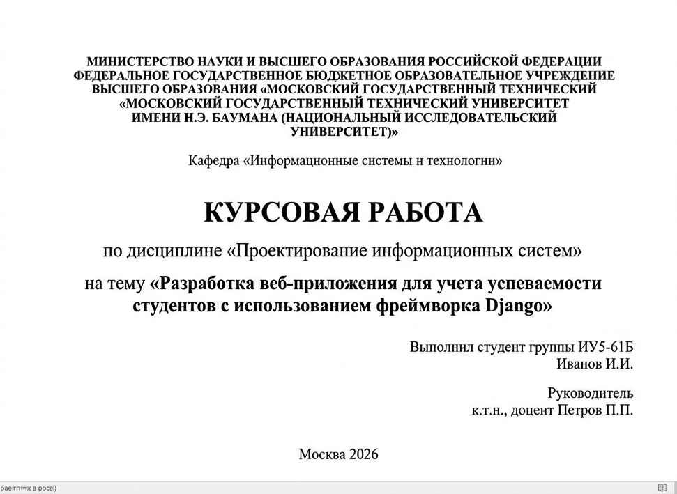 оформление титульного листа для дипломной работы