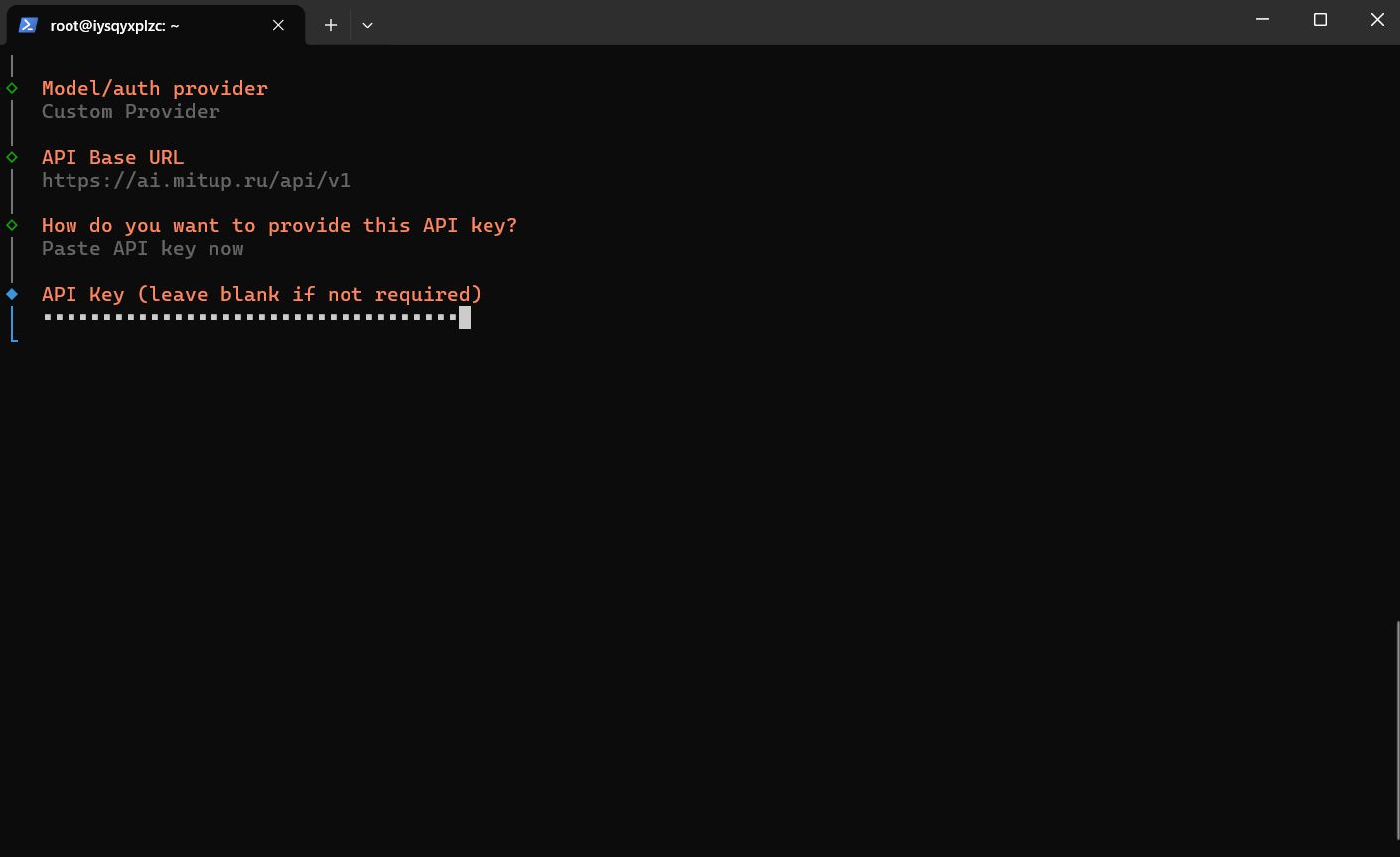 Ввод API-ключа